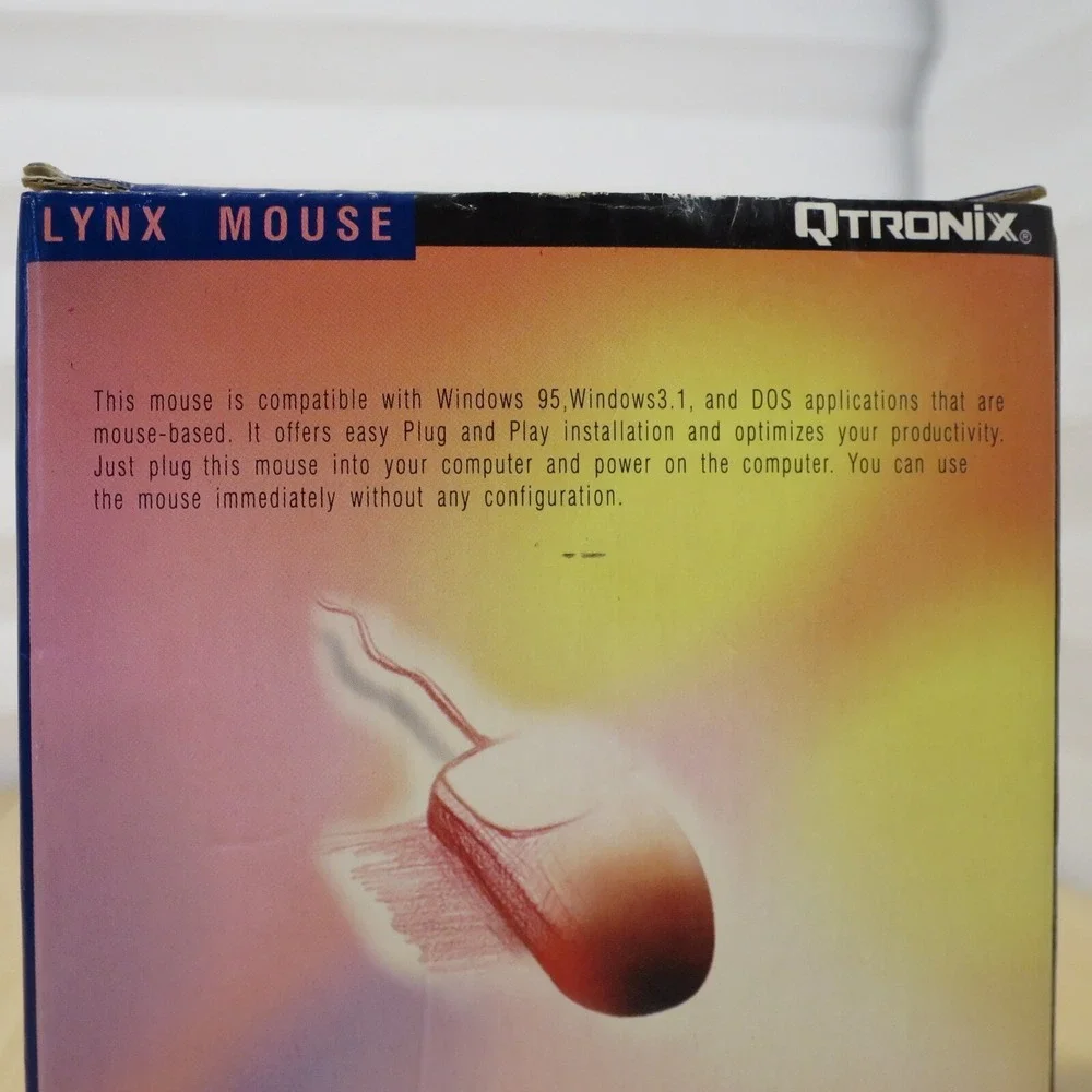 NOS Rare, Vintage, Unusual QTRONIX Lynx-97M Serial Mouse - Round, Large Buttons